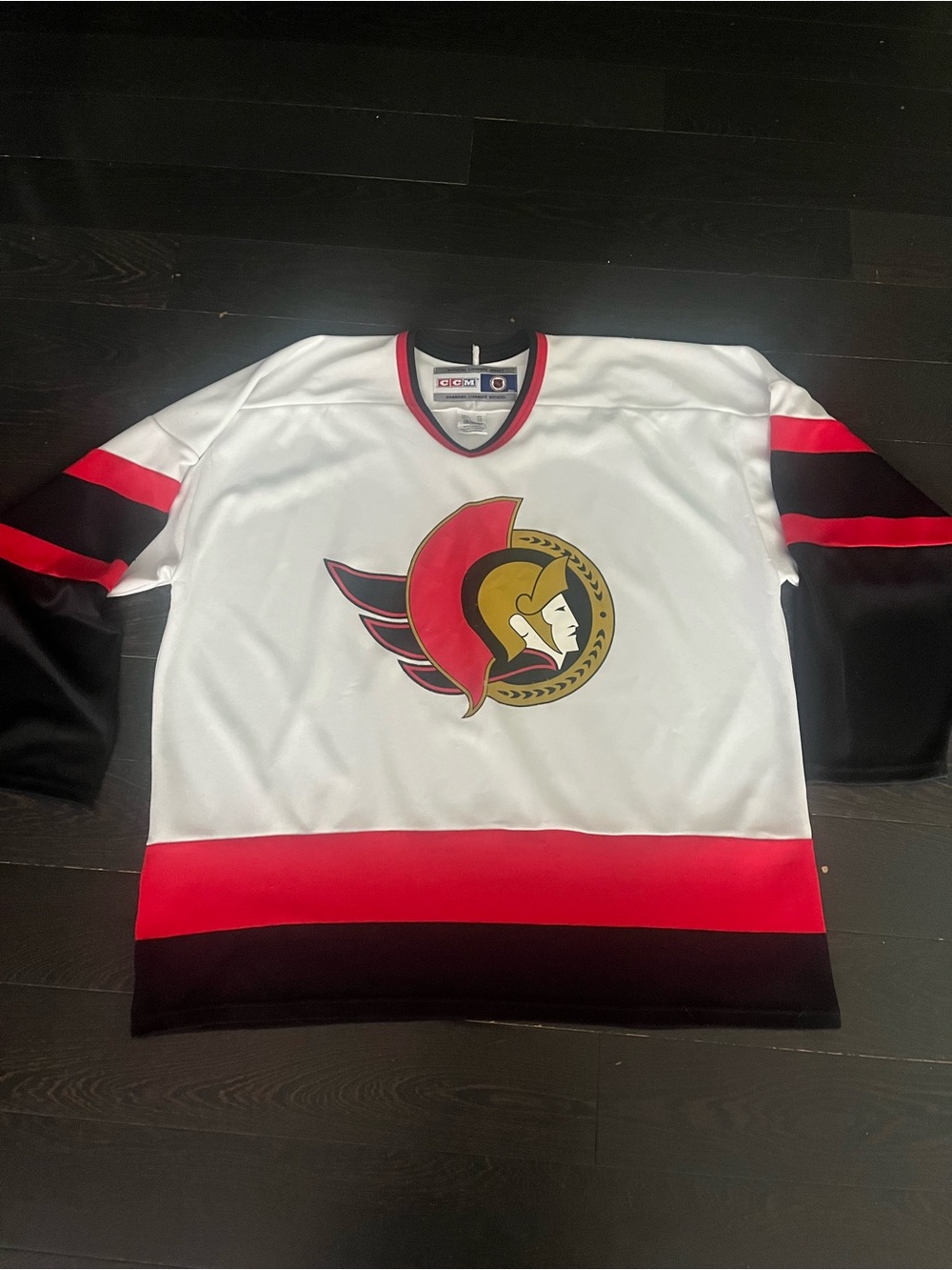 Vintage Ottawa Senators NHL CCM White Jersey with Red and Black Trim Mens XXL